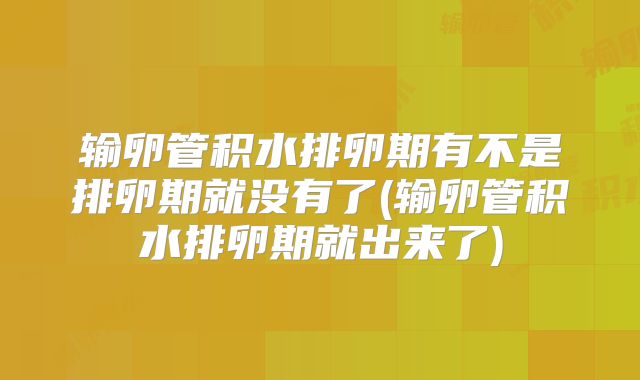 输卵管积水排卵期有不是排卵期就没有了(输卵管积水排卵期就出来了)