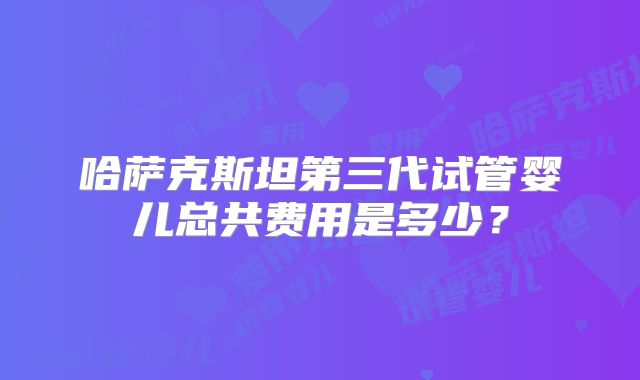哈萨克斯坦第三代试管婴儿总共费用是多少？