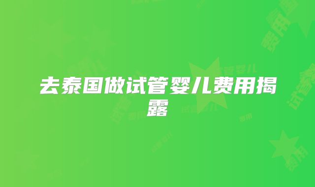 去泰国做试管婴儿费用揭露