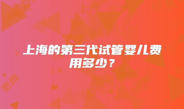 上海的第三代试管婴儿费用多少？