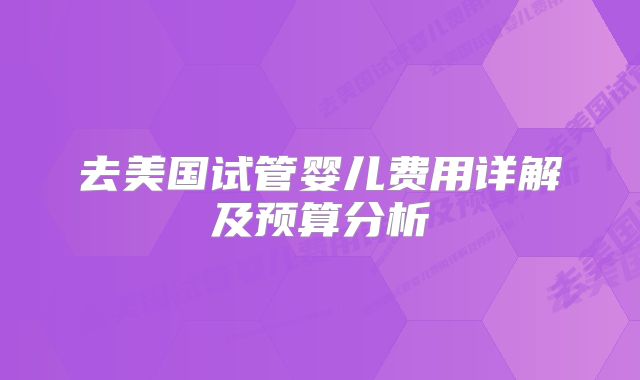 去美国试管婴儿费用详解及预算分析