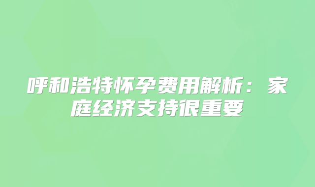 呼和浩特怀孕费用解析：家庭经济支持很重要