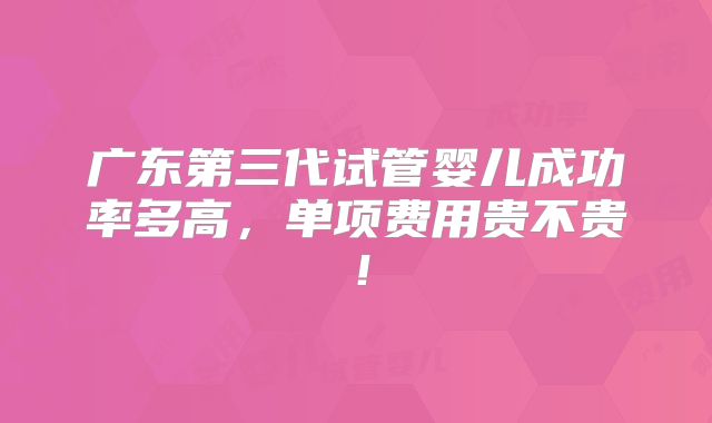 广东第三代试管婴儿成功率多高,单项费用贵不贵!