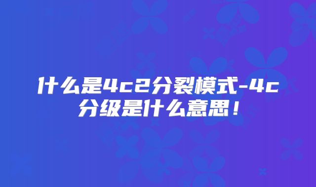 什么是4c2分裂模式-4c分级是什么意思！