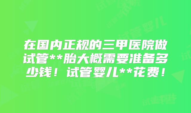 在国内正规的三甲医院做试管**胎大概需要准备多少钱！试管婴儿**花费！