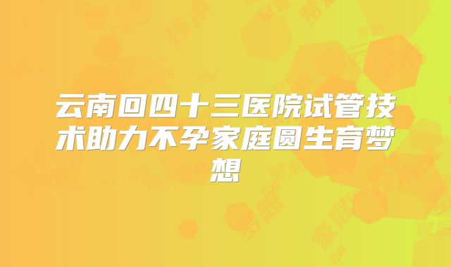 云南回四十三医院试管技术助力不孕家庭圆生育梦想