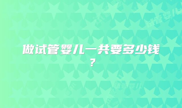 做试管婴儿一共要多少钱？