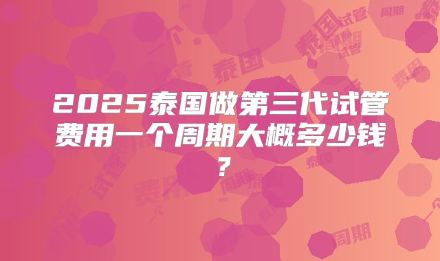 2025泰国做第三代试管费用一个周期大概多少钱？