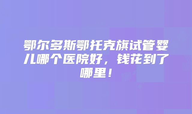鄂尔多斯鄂托克旗试管婴儿哪个医院好，钱花到了哪里！