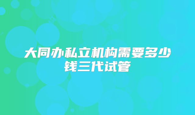 大同办私立机构需要多少钱三代试管