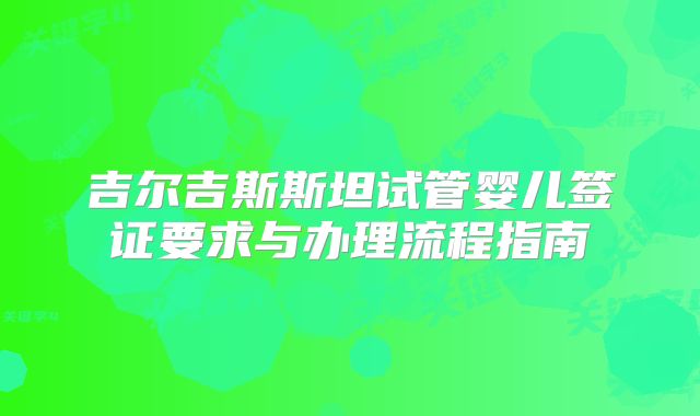 吉尔吉斯斯坦试管婴儿签证要求与办理流程指南