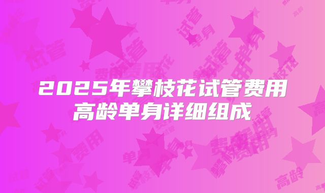 2025年攀枝花试管费用高龄单身详细组成