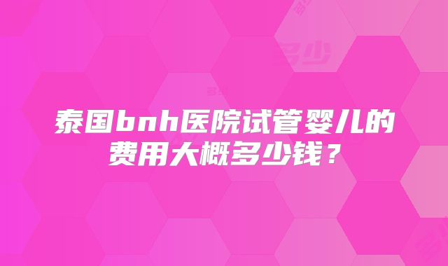 泰国bnh医院试管婴儿的费用大概多少钱？