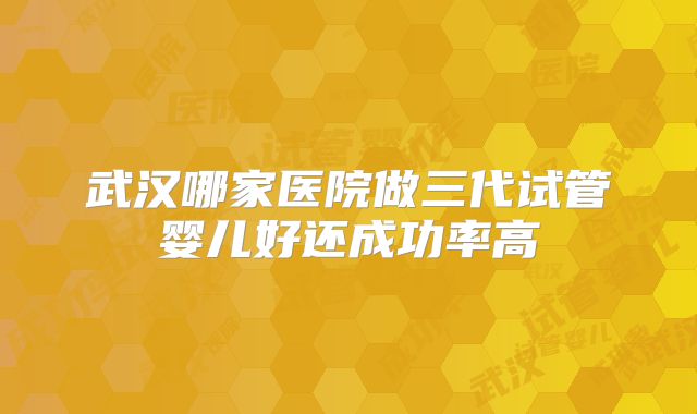 武汉哪家医院做三代试管婴儿好还成功率高