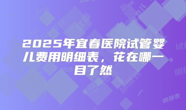 2025年宜春医院试管婴儿费用明细表，花在哪一目了然