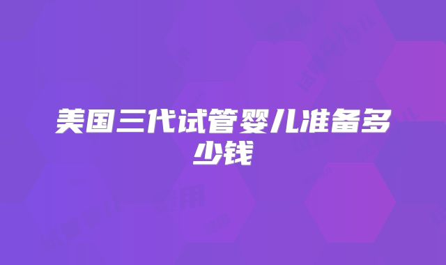 美国三代试管婴儿准备多少钱