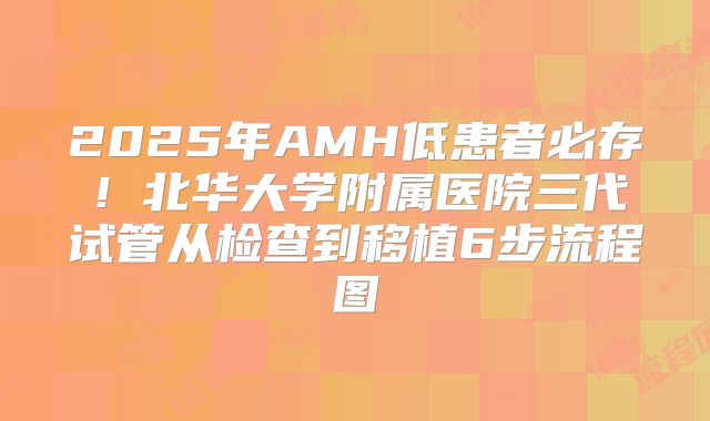 2025年AMH低患者必存！北华大学附属医院三代试管从检查到移植6步流程图