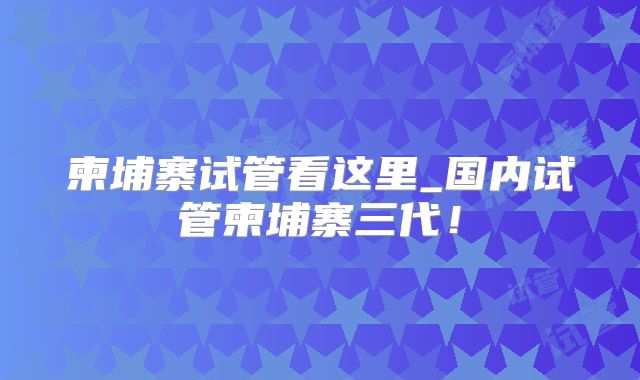 柬埔寨试管看这里_国内试管柬埔寨三代！