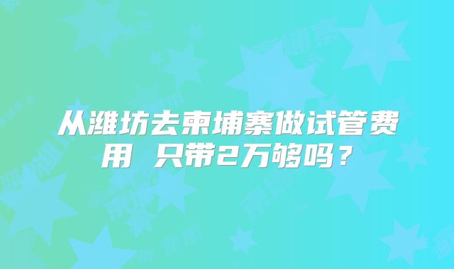 从潍坊去柬埔寨做试管费用 只带2万够吗？