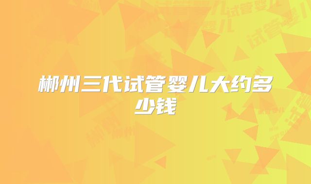 郴州三代试管婴儿大约多少钱