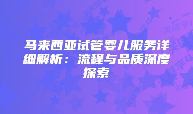 马来西亚试管婴儿服务详细解析：流程与品质深度探索