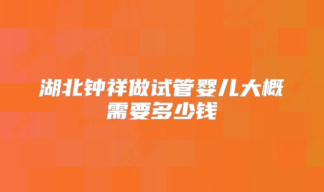湖北钟祥做试管婴儿大概需要多少钱