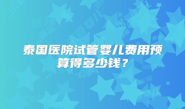 泰国医院试管婴儿费用预算得多少钱？