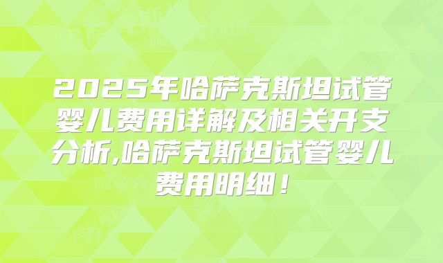 2025年哈萨克斯坦试管婴儿费用详解及相关开支分析,哈萨克斯坦试管婴儿费用明细！