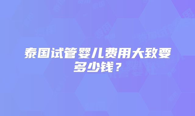 泰国试管婴儿费用大致要多少钱？
