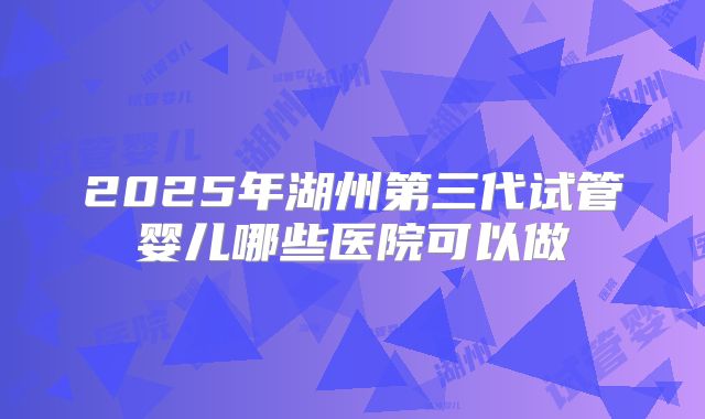 2025年湖州第三代试管婴儿哪些医院可以做