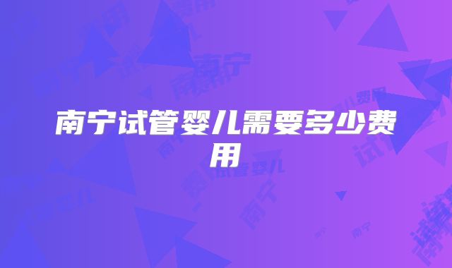 南宁试管婴儿需要多少费用