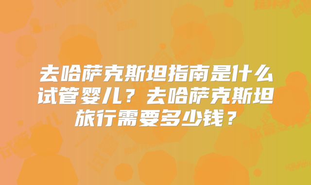去哈萨克斯坦指南是什么试管婴儿？去哈萨克斯坦旅行需要多少钱？