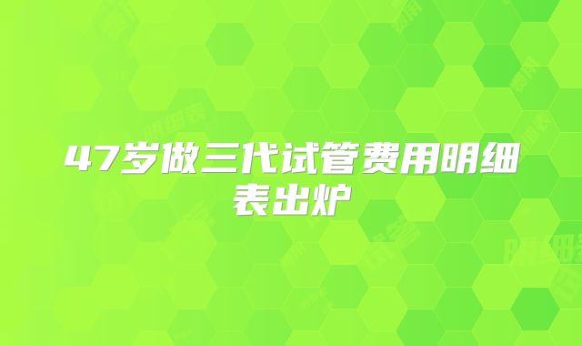 47岁做三代试管费用明细表出炉
