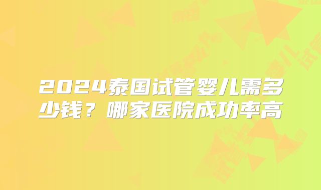 2024泰国试管婴儿需多少钱?哪家医院成功率高