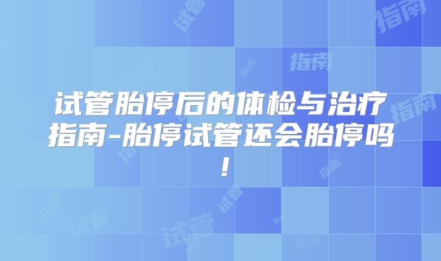 试管胎停后的体检与治疗指南-胎停试管还会胎停吗！