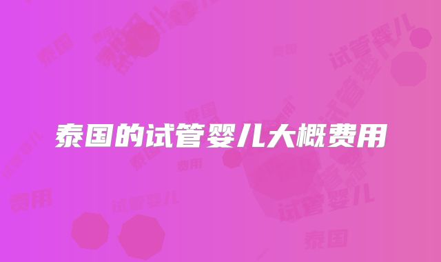 泰国的试管婴儿大概费用