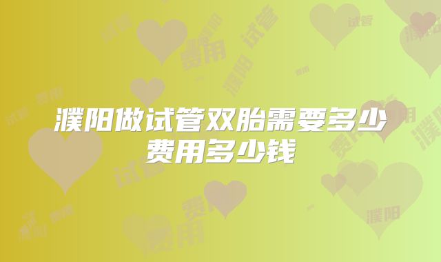 濮阳做试管双胎需要多少费用多少钱