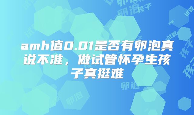 amh值0.01是否有卵泡真说不准，做试管怀孕生孩子真挺难