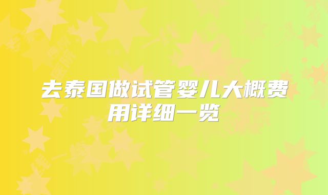 去泰国做试管婴儿大概费用详细一览