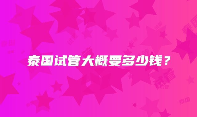 泰国试管大概要多少钱？