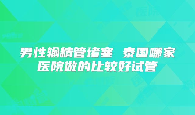 男性输精管堵塞 泰国哪家医院做的比较好试管