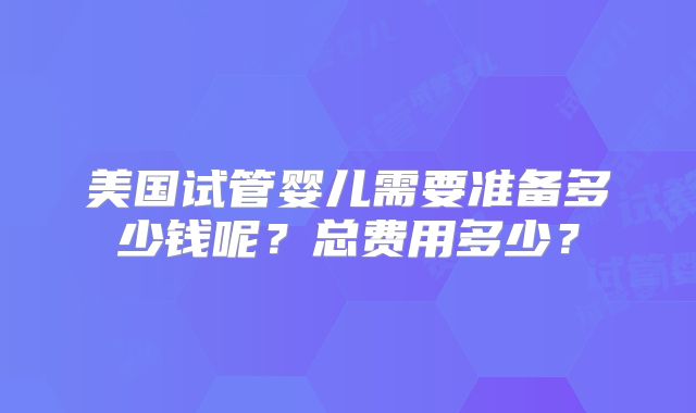 美国试管婴儿需要准备多少钱呢？总费用多少？
