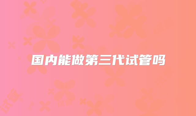 国内能做第三代试管吗