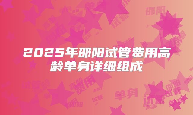 2025年邵阳试管费用高龄单身详细组成