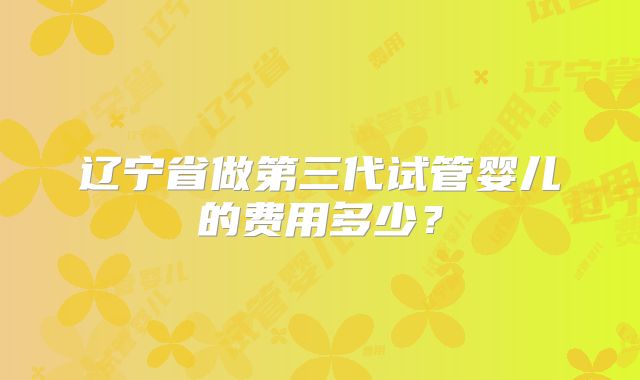 辽宁省做第三代试管婴儿的费用多少？