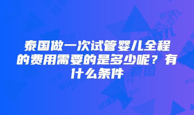 泰国做一次试管婴儿全程的费用需要的是多少呢？有什么条件
