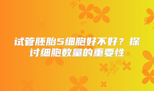 试管胚胎5细胞好不好？探讨细胞数量的重要性
