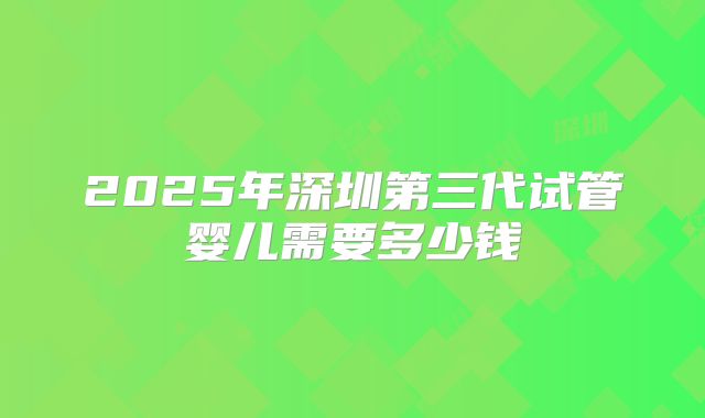 2025年深圳第三代试管婴儿需要多少钱