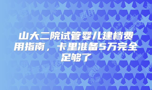 山大二院试管婴儿建档费用指南，卡里准备5万完全足够了