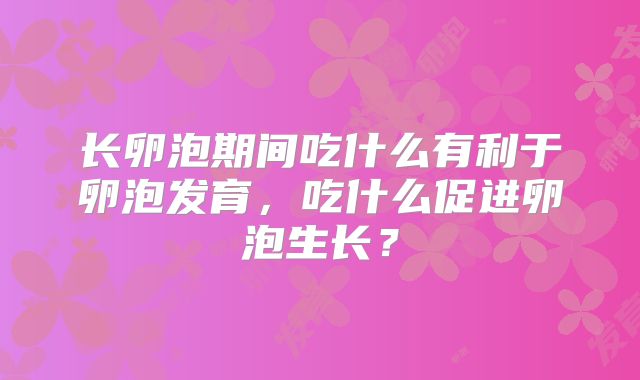 长卵泡期间吃什么有利于卵泡发育，吃什么促进卵泡生长？